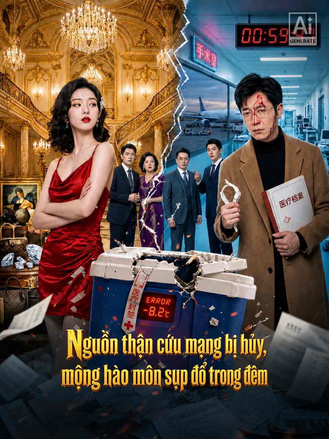 Poster phim ngắn Nguồn thận cứu mạng bị hủy, mộng hào môn sụp đổ trong đêm